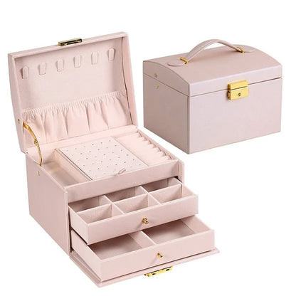 Skanto | Large Jewelry Box for Earrings and Necklaces Storage Holder Organizer for Women and Men With Drawers and Lock