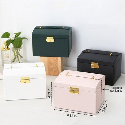 Skanto | Large Jewelry Box for Earrings and Necklaces Storage Holder Organizer for Women and Men With Drawers and Lock