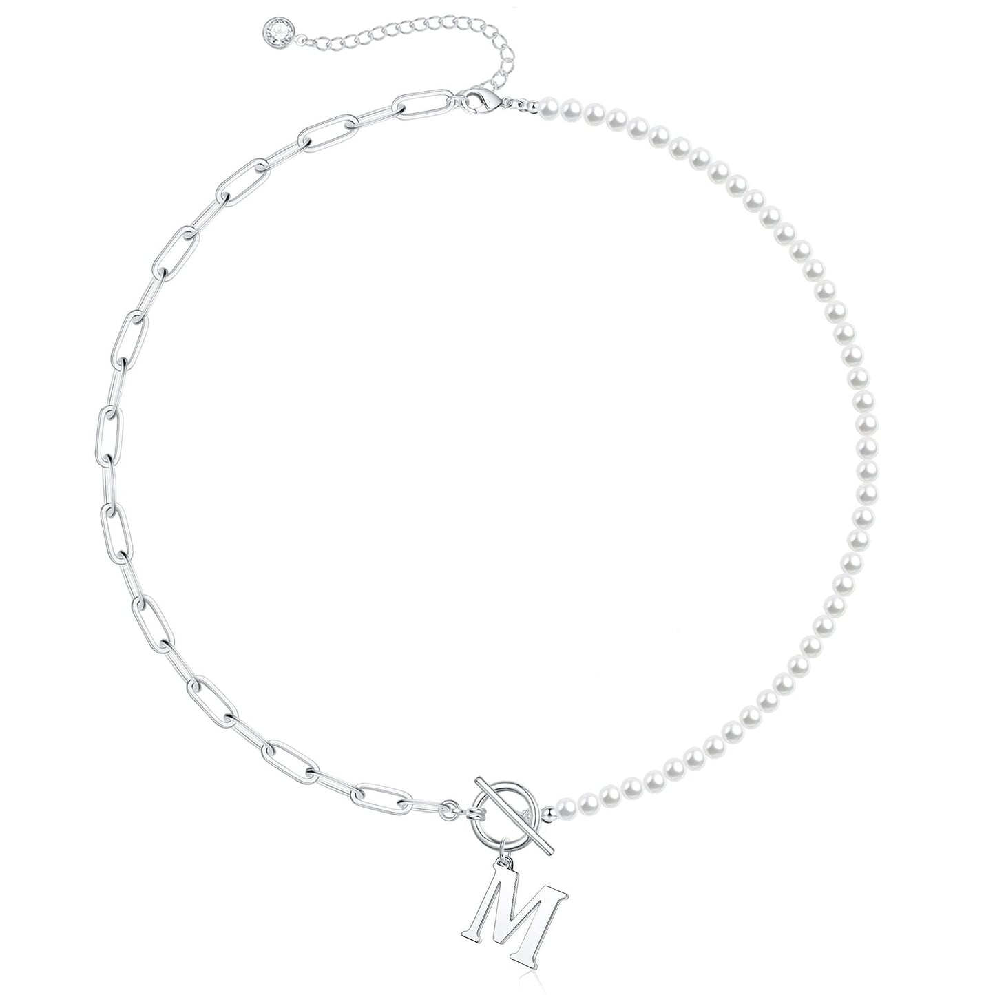 BowLift | Pearl & Paperclip Chain Letter Initial Necklace