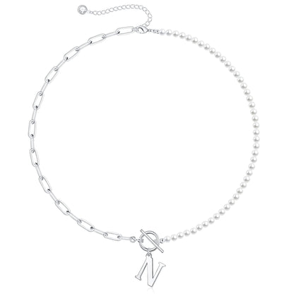 BowLift | Pearl & Paperclip Chain Letter Initial Necklace