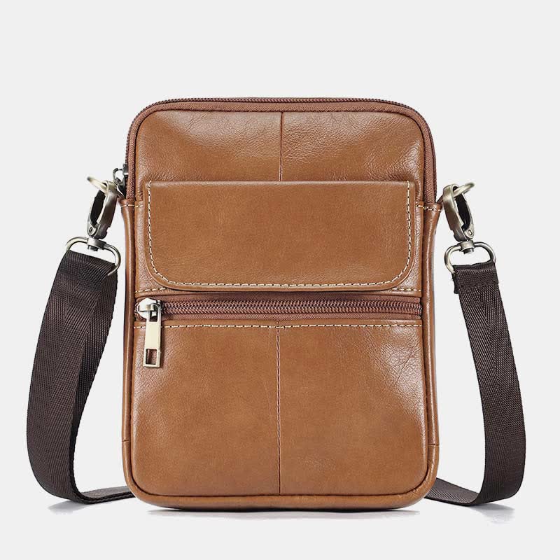Skanto | Men's Small Genuine Leather Shoulder Bag – Compact Crossbody with Adjustable Strap
