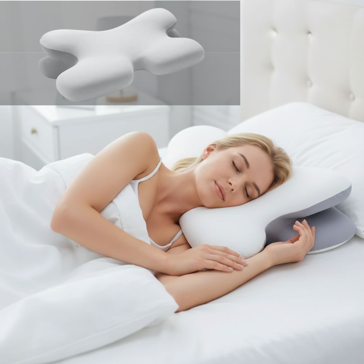 BowLift | Side Sleeper Pillow | Ergonomic Memory Foam for Neck Pain Relief & Comfortable Sleep |Best Pillow for Back Pain