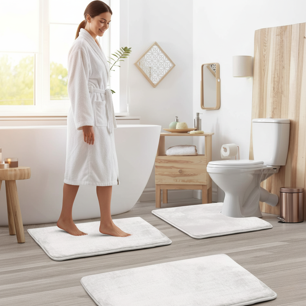 Skanto | Soft Memory Foam Bath Mats Set with Non-Slip Backing