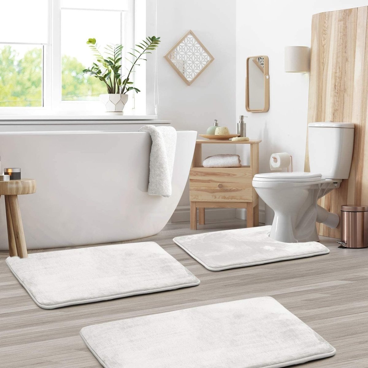 BowLift | Ultra-soft memory foam bath mat set with quick-drying fabric