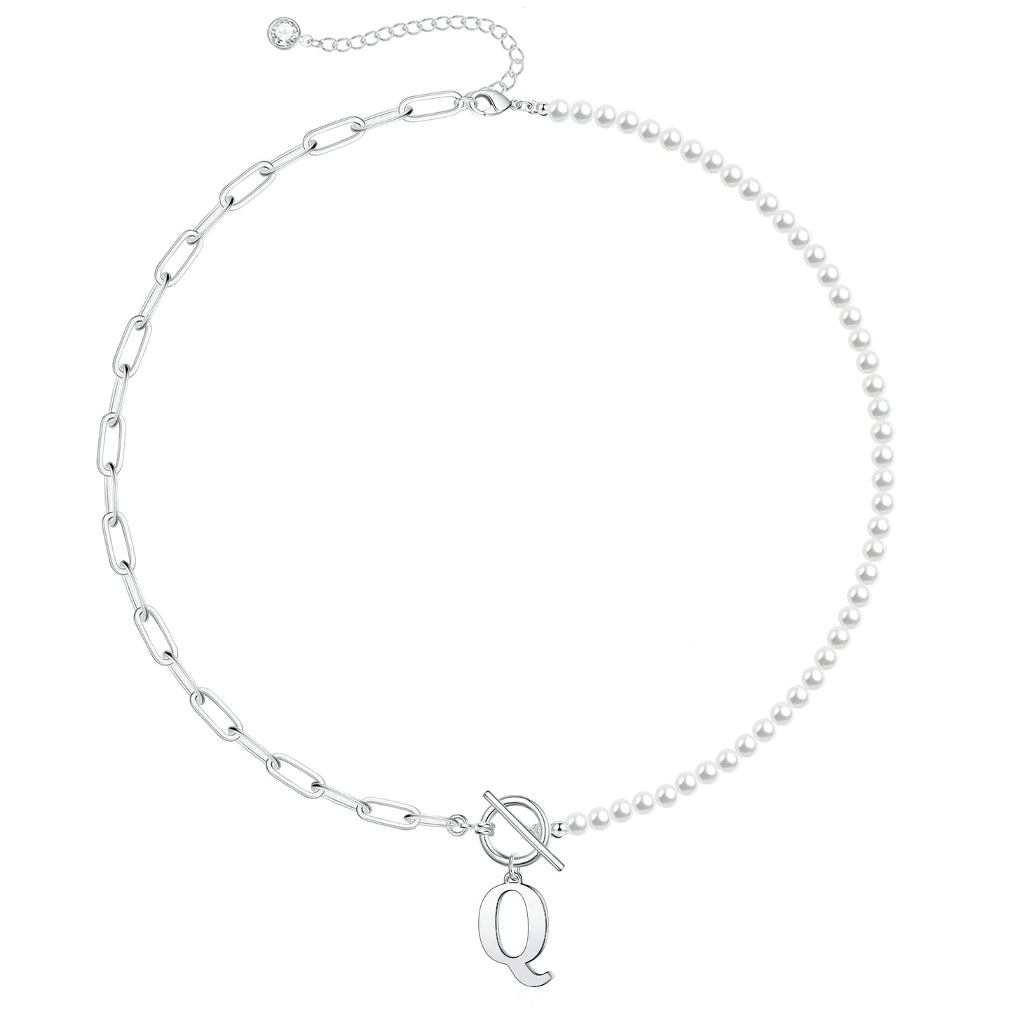 BowLift | Pearl & Paperclip Chain Letter Initial Necklace