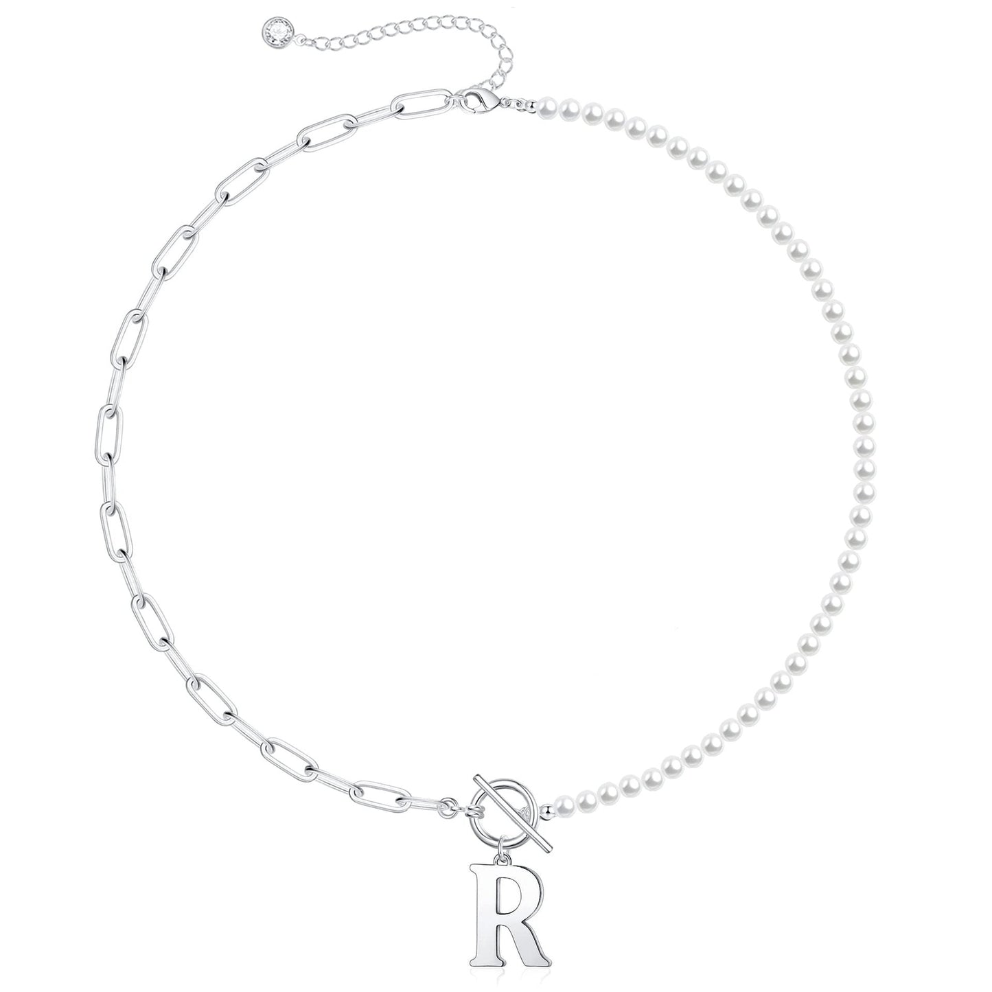 BowLift | Pearl & Paperclip Chain Letter Initial Necklace