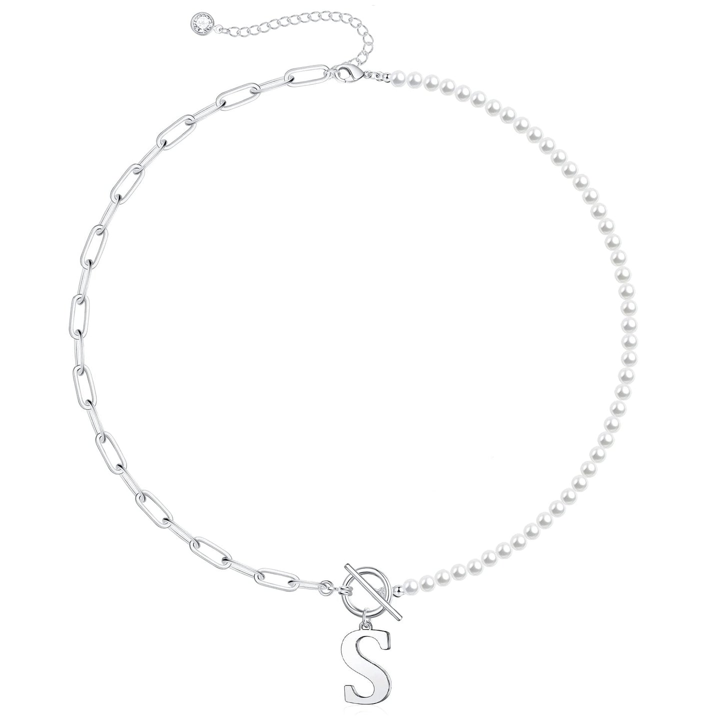 BowLift | Pearl & Paperclip Chain Letter Initial Necklace