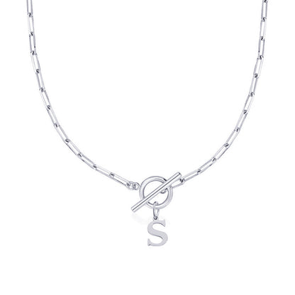 BowLift | Paperclip Letter Initial Circle Lock Clasp Necklace