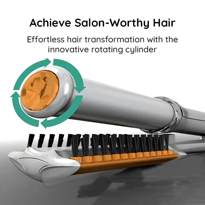 2-in-1 rotating hairbrush for effortless styling