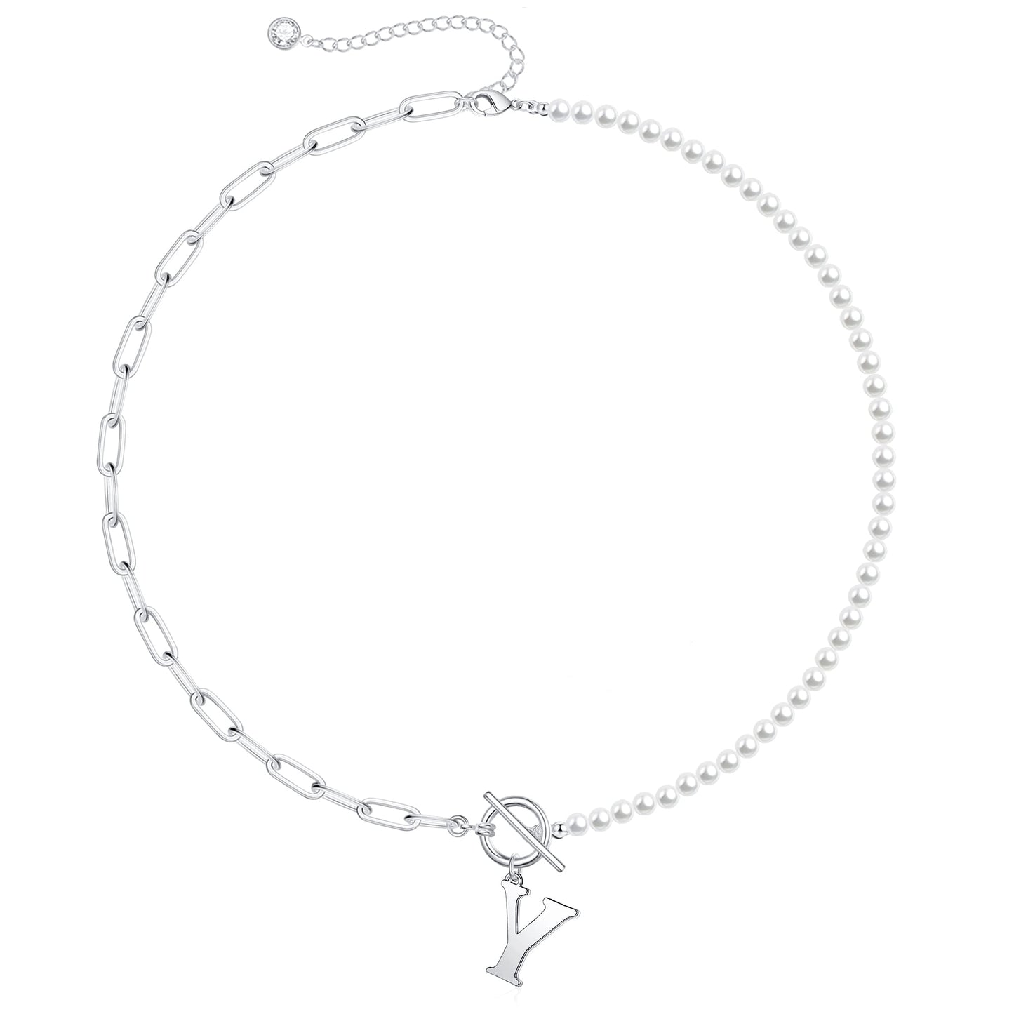 BowLift | Pearl & Paperclip Chain Letter Initial Necklace