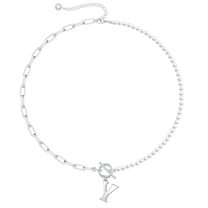 BowLift | Pearl & Paperclip Chain Letter Initial Necklace