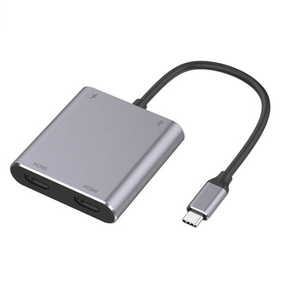 BowLift | 4 in 1 Type-C to Dual HDMI + USB + Type-C HUB Adapter