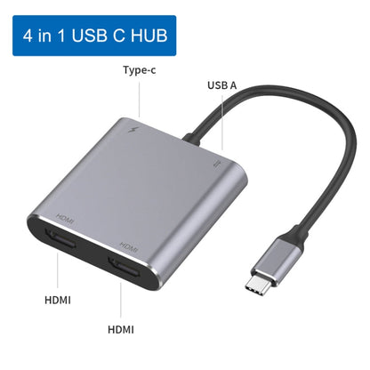 4-in-1-USB-Adapter: USB Type-C to two HDMI hubs, USB hubs, and USB Type-C hubs