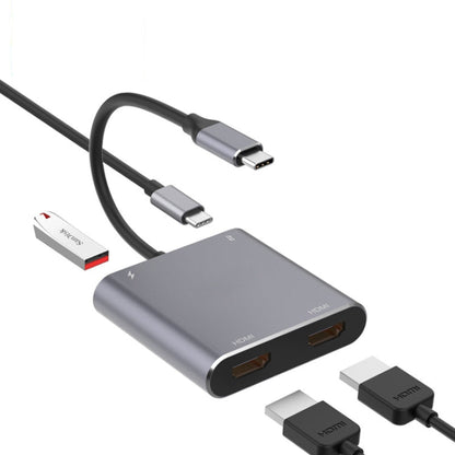 4-in-1-USB-Adapter: USB Type-C to two HDMI hubs, USB hubs, and USB Type-C hubs