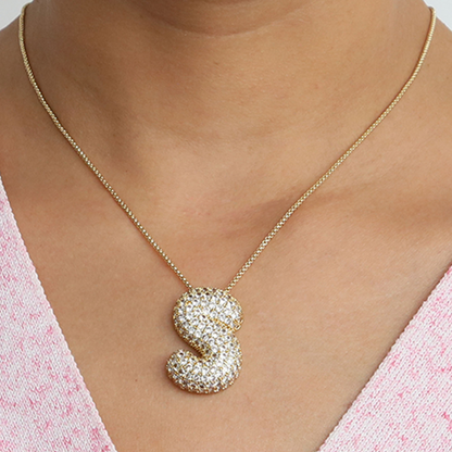 BowLift | Chunky Bubble Diamond Dazzle Initial Necklaces