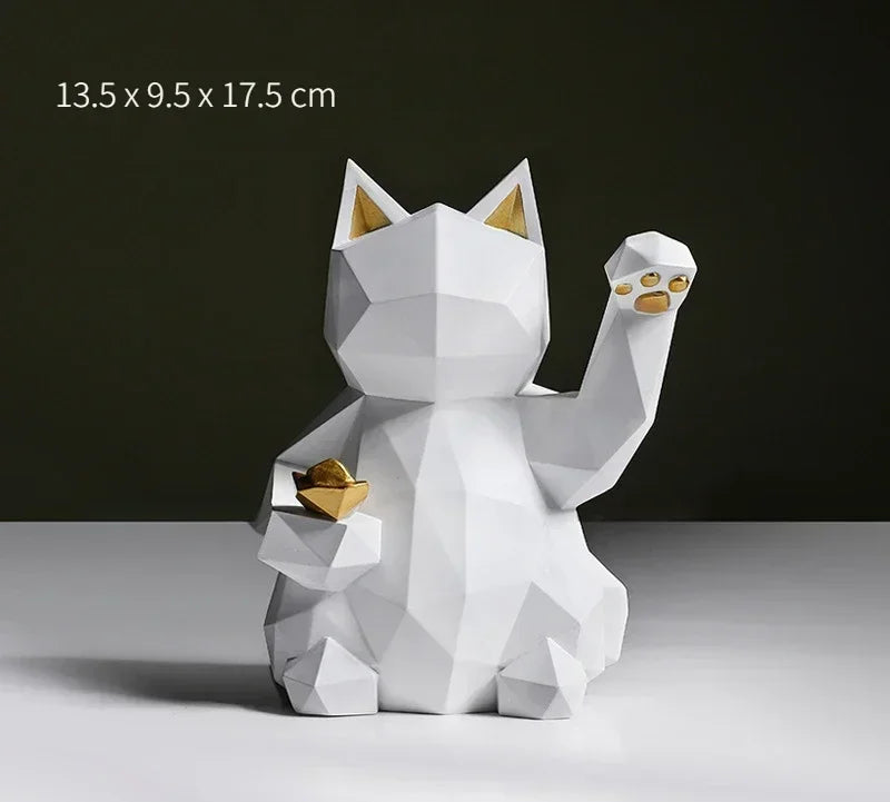 Nordic Minimalism Geometry Lucky Cat Statues | Bowlift