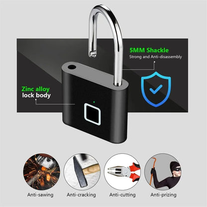 BowLift | Smart Fingerprint Padlock with USB Charging & Waterproof Design – Titan