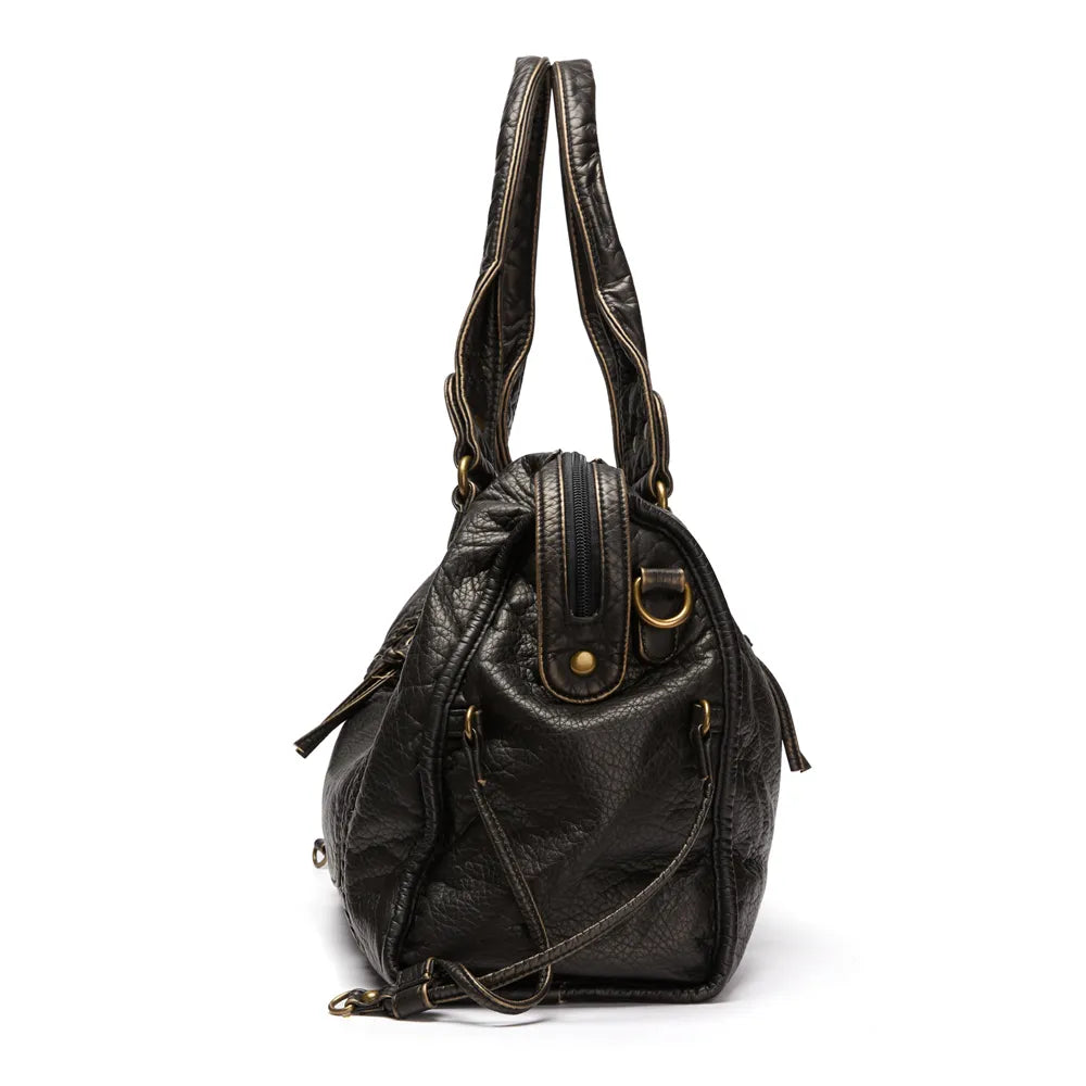 Luxury black leather handbag