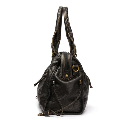 Luxury black leather handbag