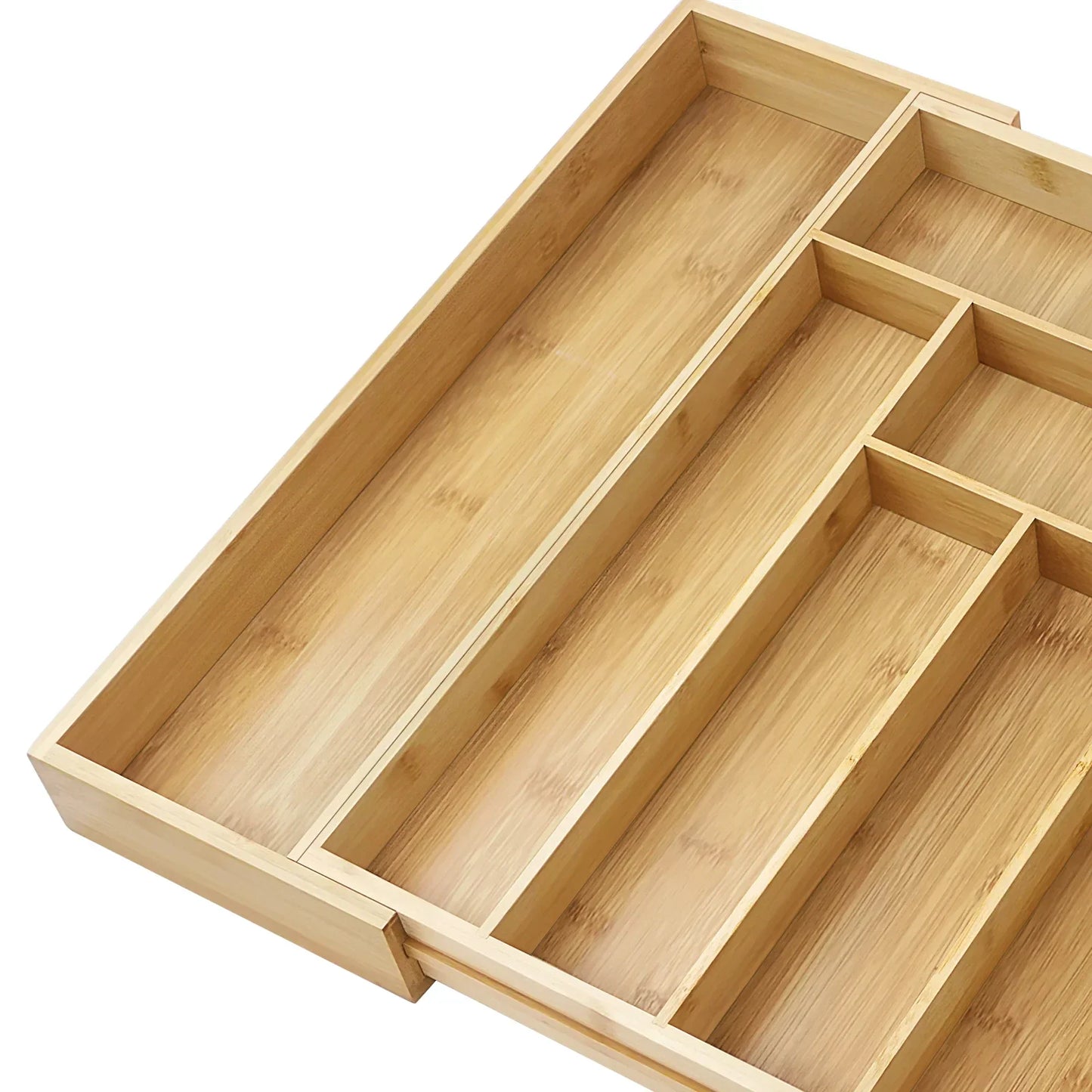 BowLift | Bambusio cutlery tray made of bamboo | Expandable 32–52 cm | 6–8 compartments | Sustainable drawer insert for kitchen, bathroom & office