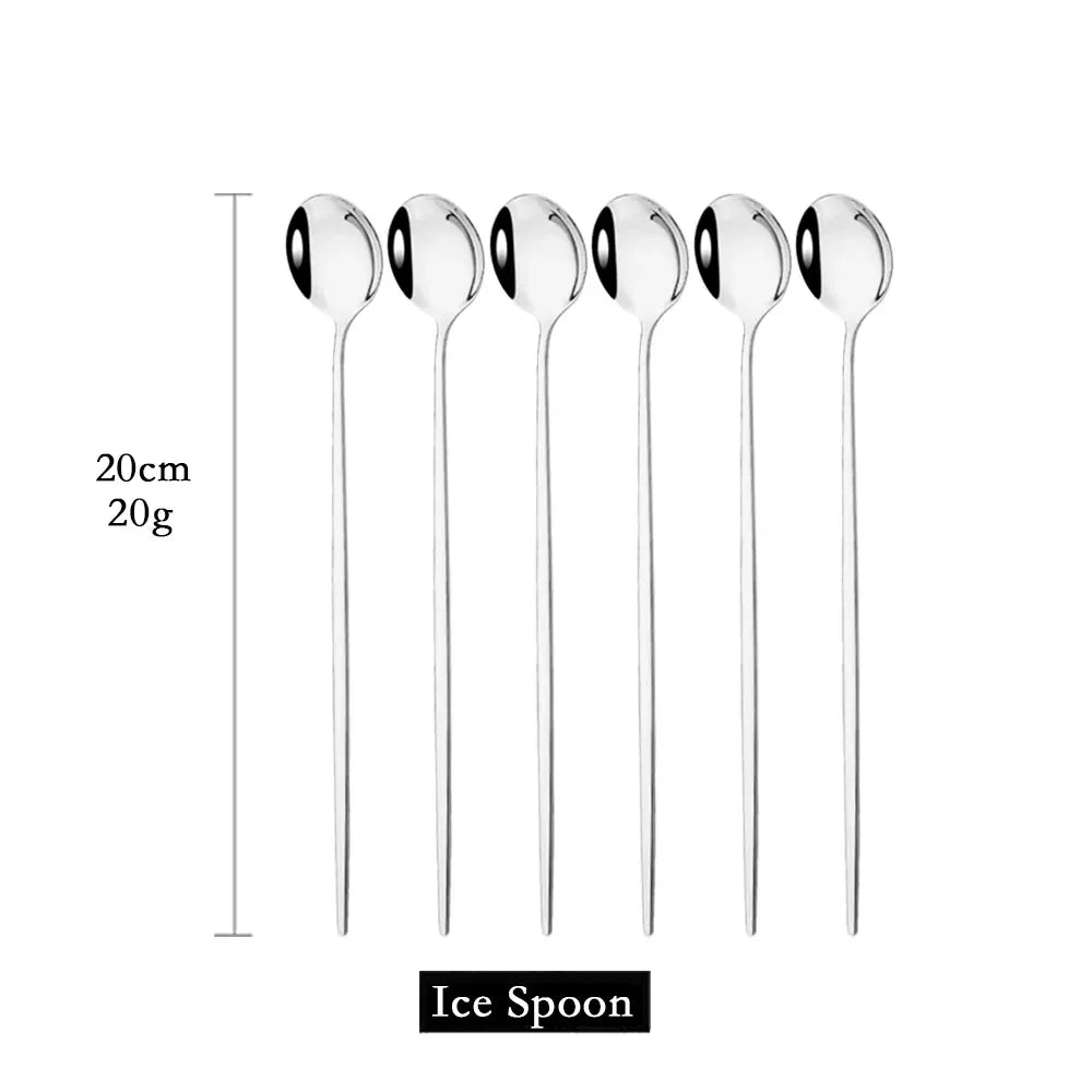 Skanto | Golden 6-Piece Long Handle Spoon Set