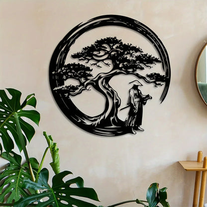 BowLift | ZENORA Metal Wall Decor Bonsai | Japanese Design with Torii & Enso | 40 × 40 cm