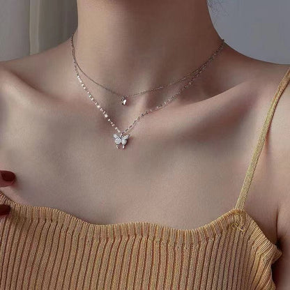 Skanto | Dreamy Wings Silver Double Layer Necklace