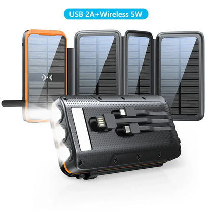 BowLift | Solar Powerbank VoltCore X Pro 43800mAh | 20W Fast Charging | 10W Wireless Charging | Integrated Cables & LED Lamp | Outdoor & Travel