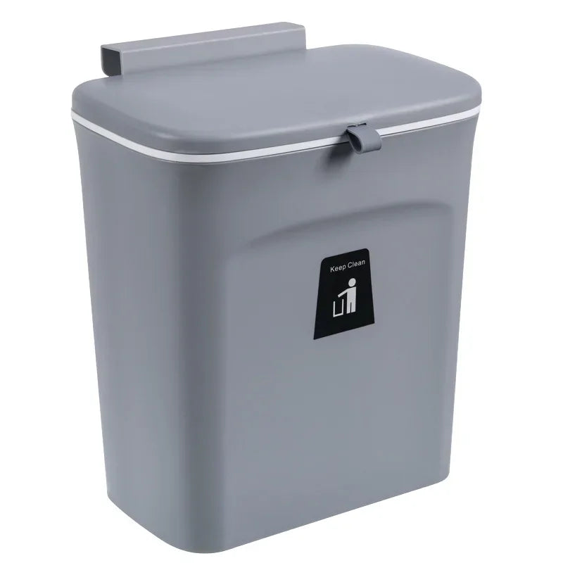 Skanto | Wall-Mounted Kitchen and Bathroom Trash Can with Lid - Available in 7L and 9L Sizes, Ideal for Storage and Waste Management