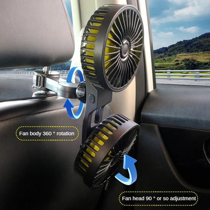BowLift | Auto Cooling Fan AIRCURA DUO | 3 Speeds | USB Charging | 360° Rotatable | For Backseat & Headrest