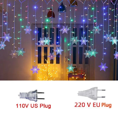 Waterproof Snowflake LED String Lights Christmas Lights - Blinking Fairy Curtain for Holiday Parties, Weddings, and Outdoor Decorations 3,2m (125.9 inches)