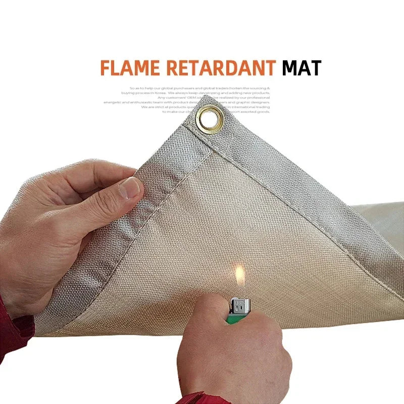 Skanto | CampVita Fire Protection Camping Mat | Heat Resistant & Fireproof | Ideal for Grills & Campfires | Fiberglass Beige