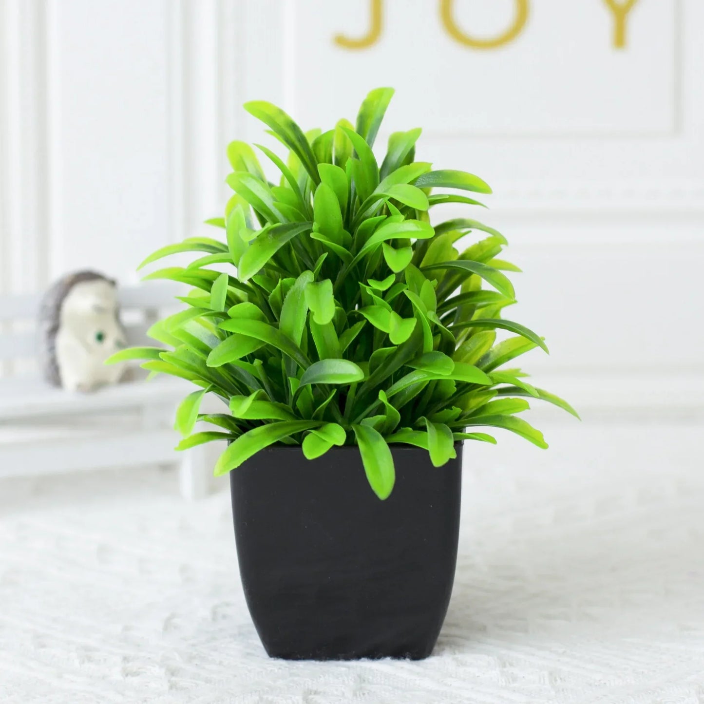 BowLift | Leafora Artificial Eucalyptus Plant in Black Pot | Mini Decorative Plant | For Table, Bathroom & Office