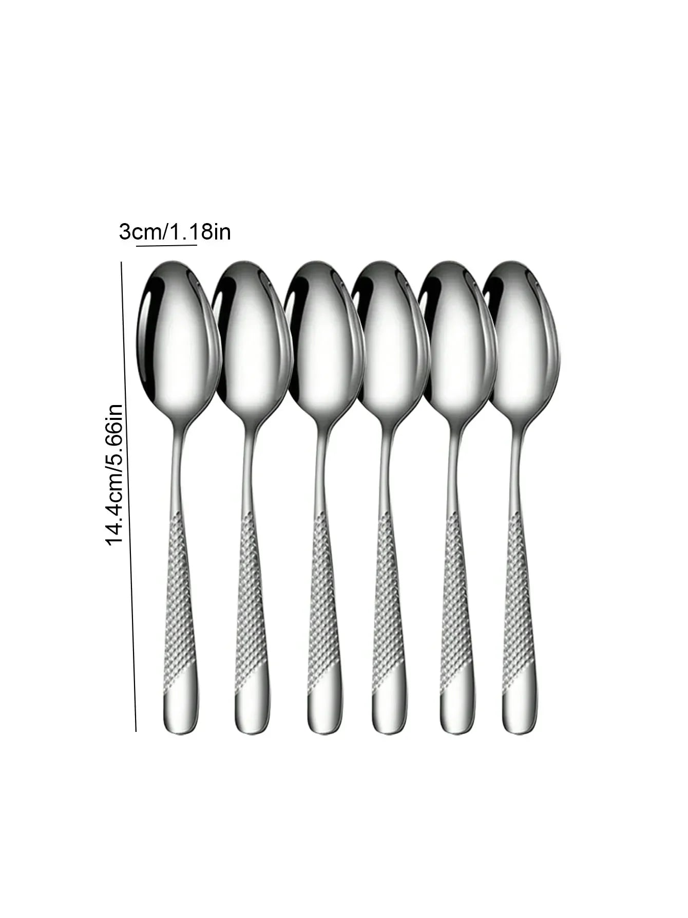 Skanto | High-Quality Stainless Steel Silver Star Diamond Cutlery Set - Includes Knife, Fork, Spoon & Dessert Fork & Spoon - 6-Piece/30-Piece Options