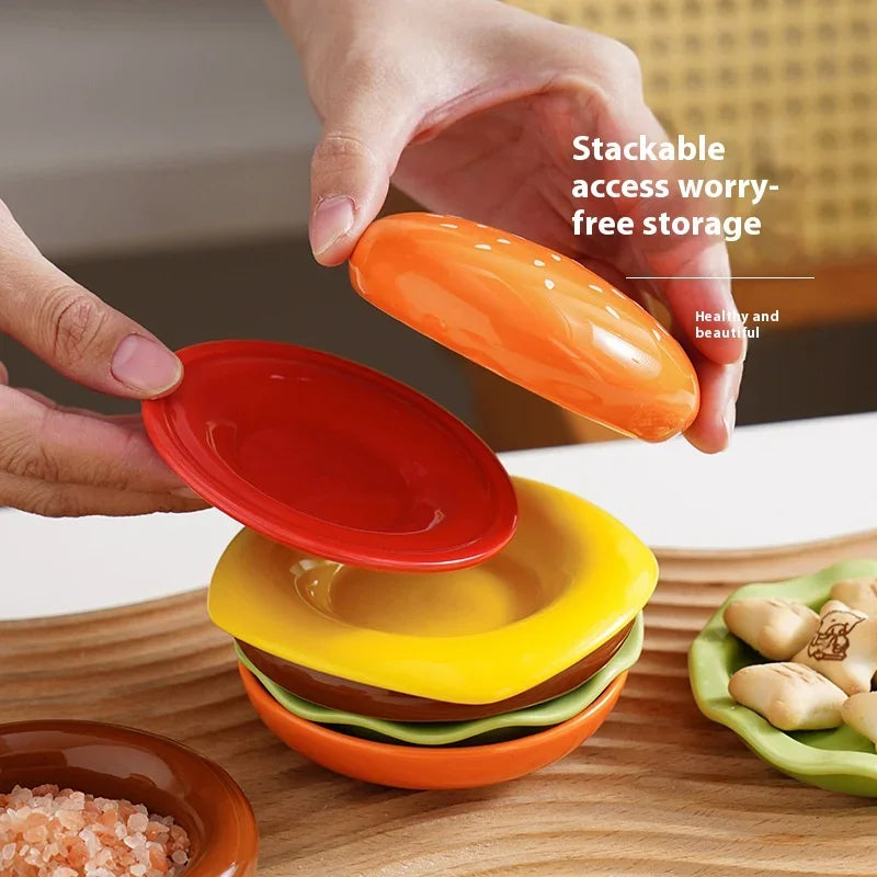 Skanto | Mini Stacked Hamburger Ceramic Plate Set