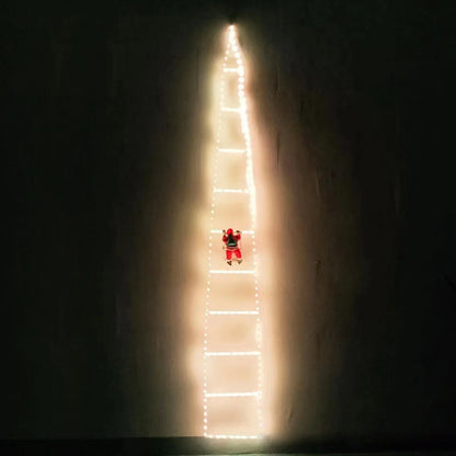 Remote Controlled LED Ladder Christmas Lights with Santa - 8 Modes Indoor Outdoor Decor for Holiday Celebrations