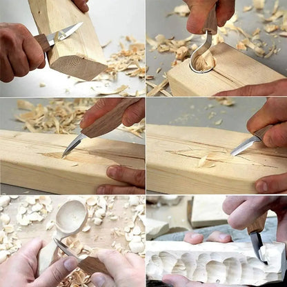 Skanto | 8-Piece Wood Carving Set: Whittling Knife Set with Needle Files - Wood Spoon Carving Set for Beginners