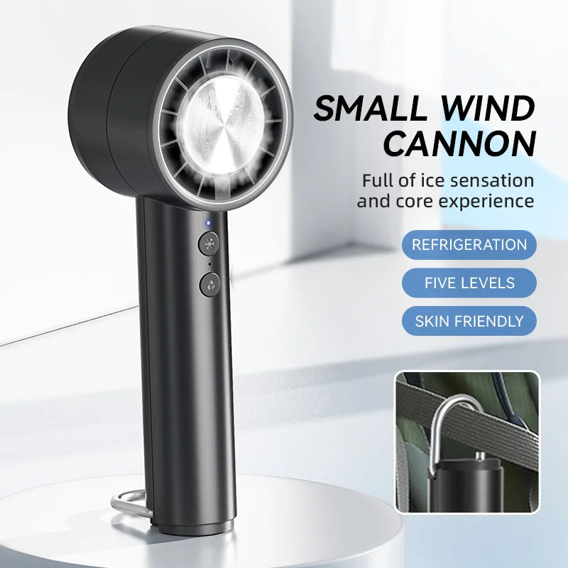 BowLift | Brisano AirCool Mini Hand Fan with Cooling Function | 5 Speeds | LED Display & USB Charging | Quiet & Portable | For Travel, Office & Outdoor
