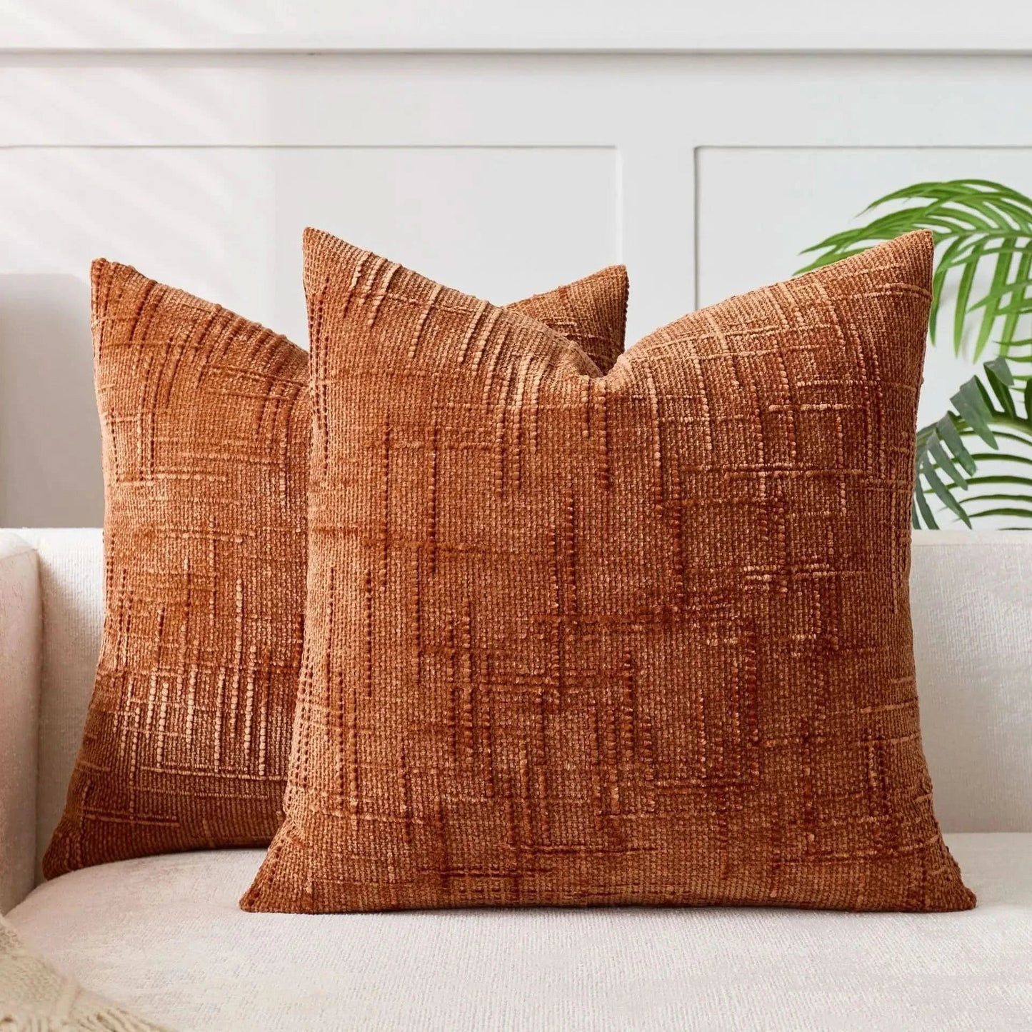 Skanto | Chenille Throw Pillow Cover Bamboo Texture Solid Color