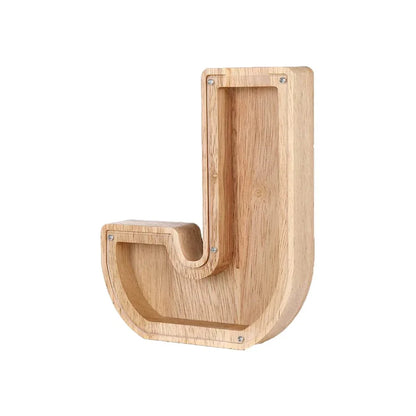 Skanto | Wooden Alphabet Piggy Bank with Transparent Window for Stylish Saving