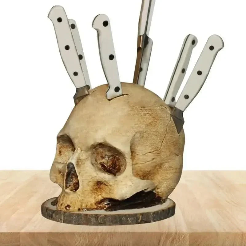 Skanto | Gothic Skull Knife Holder Kitchen Decor Stand