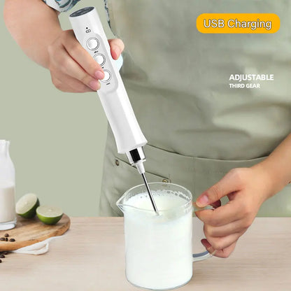 3-in-1 Electric Milk Frother, Rechargeable Milk Frother, Handheld Frothing Device, High Speeds Milk Frother, Beverage Mixer, Coffee