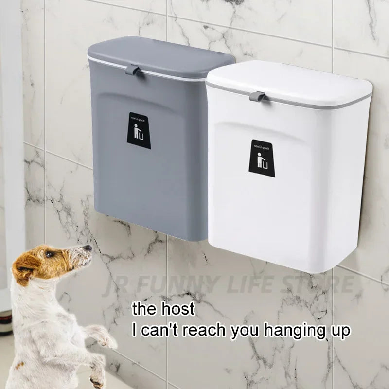 Skanto | Wall-Mounted Kitchen and Bathroom Trash Can with Lid - Available in 7L and 9L Sizes, Ideal for Storage and Waste Management