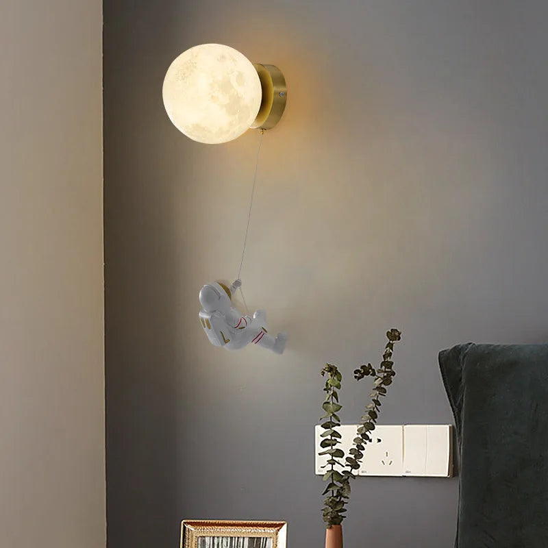 LunarGlow Wall Lamp - Moon-shaped Astronaut Lighting Bowlift