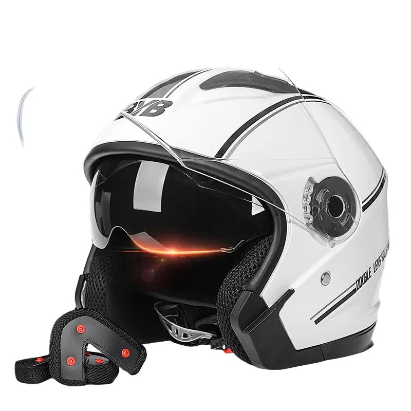 Skanto | Retro 3/4 Open-Face Motorcycle Helmet with Dual Visor – AeroRide