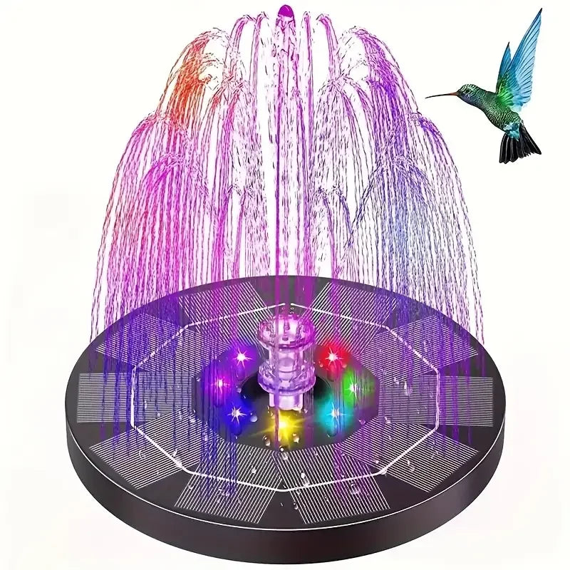 BowLift | Solar Fountain LumiFonte 3.5W | With RGB LED & 6 Nozzles | 1500 mAh Battery & Filter System | For Birdbath, Pond & Garden
