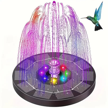 BowLift | Solar Fountain LumiFonte 3.5W | With RGB LED & 6 Nozzles | 1500 mAh Battery & Filter System | For Birdbath, Pond & Garden