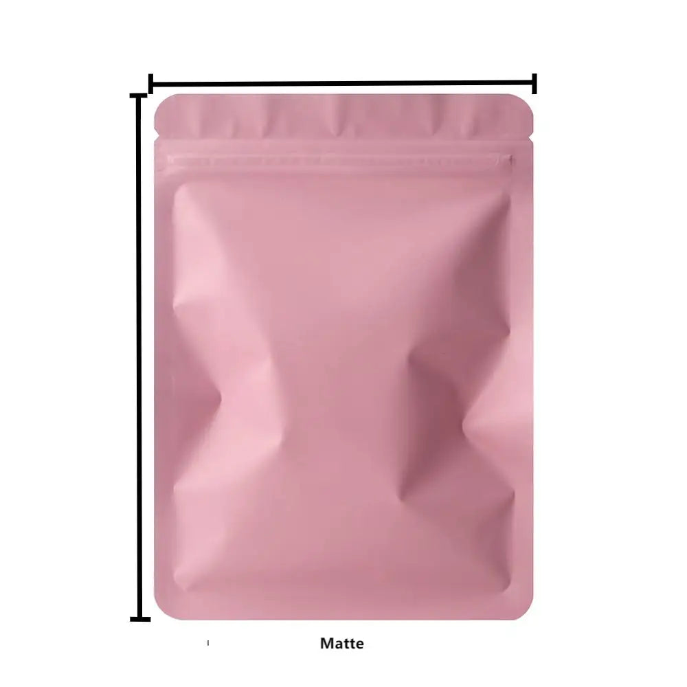 Skanto | 100PCS Double-Sided Frosted Mylar Bags - Flat Bottom, Waterproof, Heat-Sealable Aluminum Foil Zipper Bags