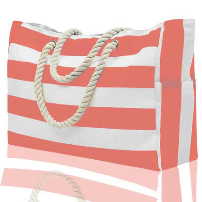BowLift | Marivalis Striped Beach Bag with Zipper | Foldable & Waterproof | Sand Resistant Canvas | For Travel & Vacation