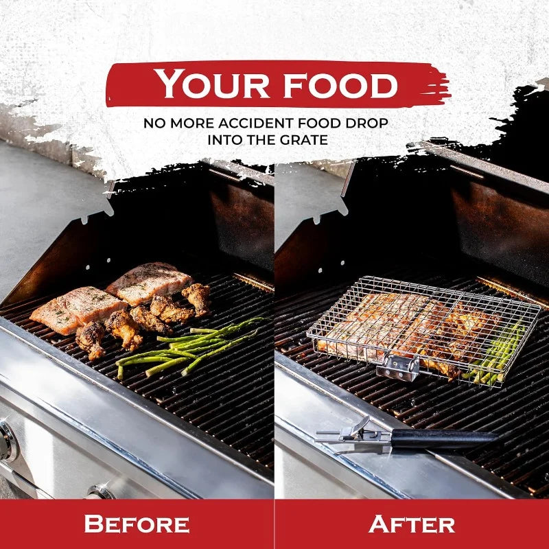 BowLift | BBQGrid | Portable grill grid with handle | Ideal for fish, vegetables & shrimp | Stainless steel